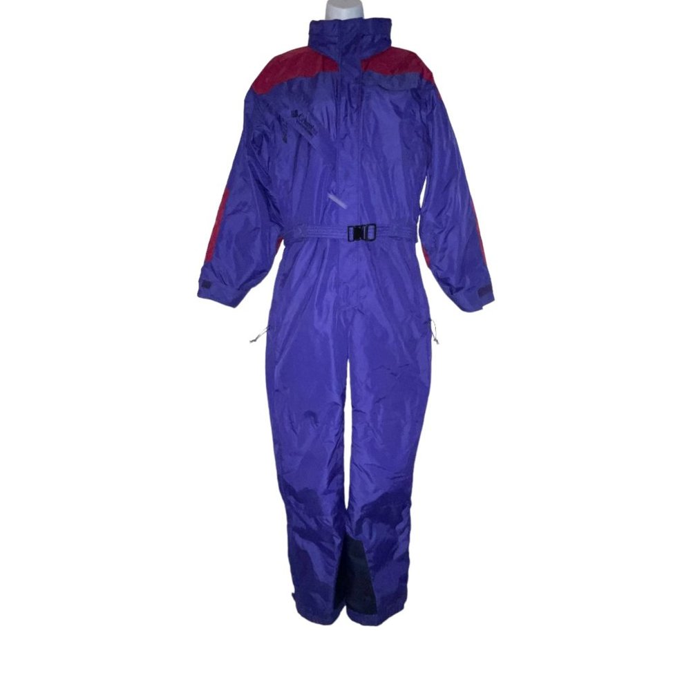 Vintage Columbia Snowsuit Womens M Colorblock Skiwear Full Snow Suit Ski Purple
